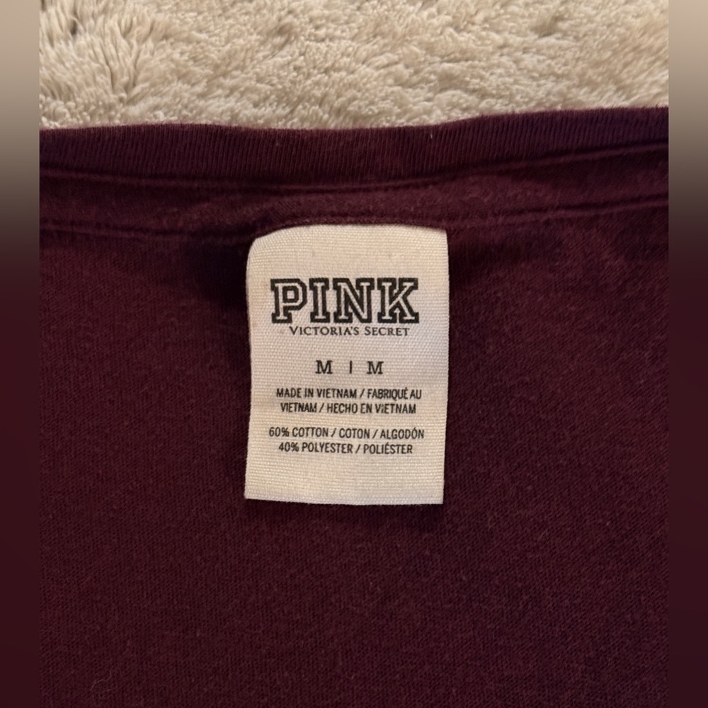 PINK Victoria's Secret Burgundy V-Neck Tee - Picture 4 of 4